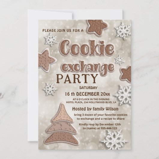 Winter moderne cookie uitwisseling partij kaart (Voorkant)