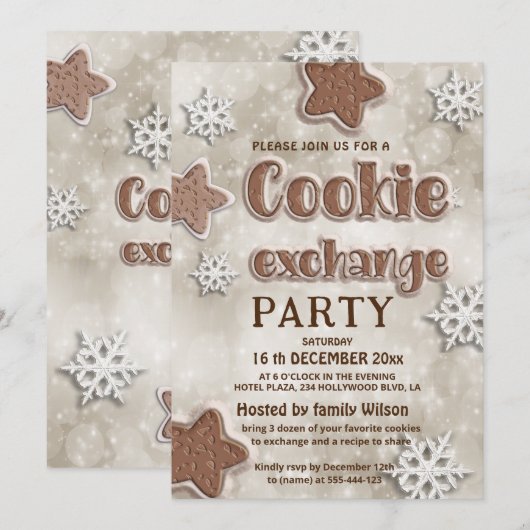 Winter moderne cookie uitwisseling partij kaart (Voorkant / Achterkant)