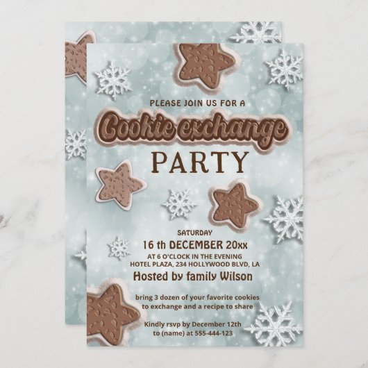 Winter moderne cookie uitwisseling partij kaart (Voorkant / Achterkant)