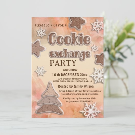 Winter moderne cookie uitwisseling partij kaart (Staand voorkant)