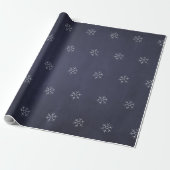 Winter Moderne Elegante Witte Sneeuwvlokken op Mar Cadeaupapier (Uitgerold)