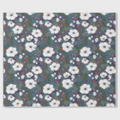 Winter Moderne Kerst Bloemen Patroon Cadeaupapier (Vlak)