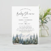 Winter & Moderne Script Chic Baby Shower Kaart (Staand voorkant)