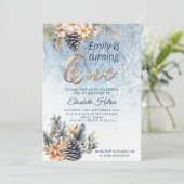 Winter moderne vorst bloemeneerste verjaardag kaart (Staand voorkant)