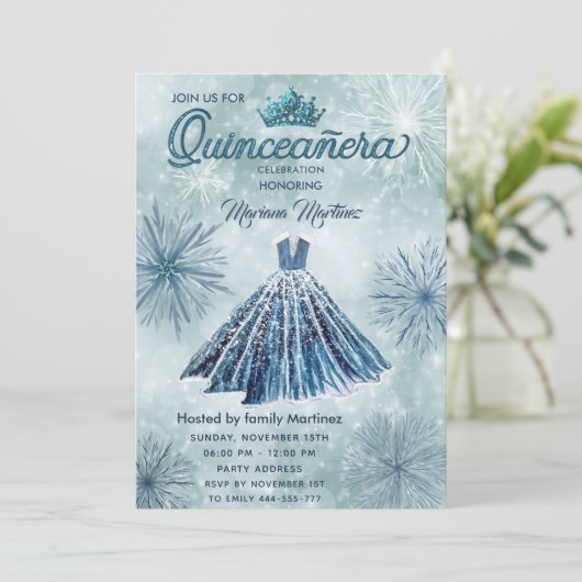 Winter moderne Waterverf handgetekende baljurk Kaart (Staand voorkant)