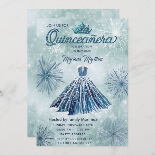 Winter moderne Waterverf handgetekende baljurk Kaart (Voorkant / Achterkant)