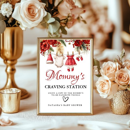 Winter Mommy’s Craving Station baby Shower sign Poster