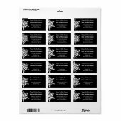 Winter Monochrome Zwart & Wit Sneeuwvlok Adres Etiket (Full Sheet)