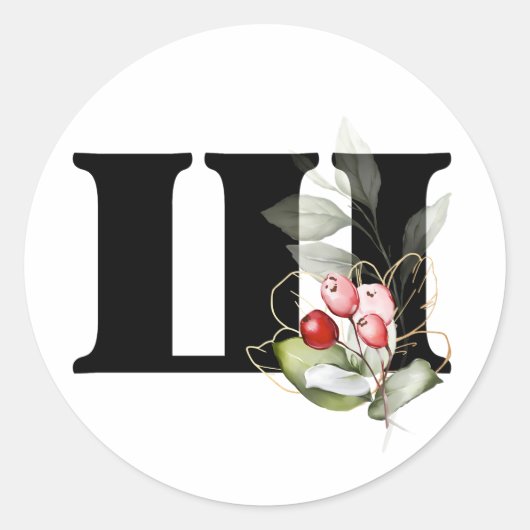 winter MONOGRAM Bulgaars cyrillisch alfabet Klas Ronde Sticker (Voorkant)