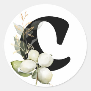 winter MONOGRAM Bulgaars Cyrillisch alfabet  Klas Ronde Sticker