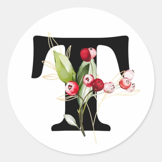 winter MONOGRAM Bulgaars cyrillisch alfabet Klas Ronde Sticker (Voorkant)