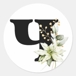 winter MONOGRAM Bulgaars Cyrillisch alfabet  Klas Ronde Sticker