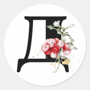 winter MONOGRAM Bulgaars Cyrillisch alfabet  Klas Ronde Sticker