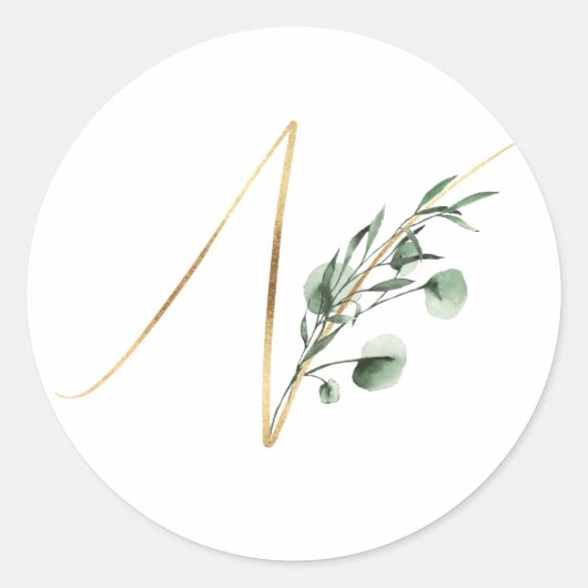 winter monogram kerstletter N Ronde Sticker (Voorkant)