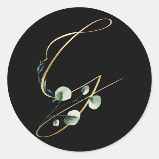 winter monogram letter kerstmis ronde sticker (Voorkant)