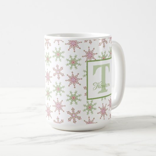 Winter Monogram Modern Holiday Stylish Custom Koffiemok (Voorkant rechts)