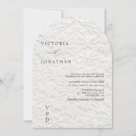  Winter Monogram White Wedding Invitation Kaart