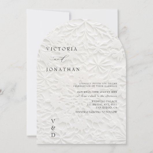  Winter Monogram White Wedding Invitation Kaart (Voorkant)