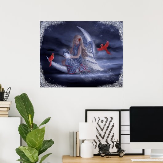 Winter Moon Angel Poster (Thuiskantoor)