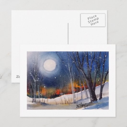 WINTER MOON-BRIEFKAART BRIEFKAART (Voorkant / Achterkant)