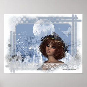 Winter Moon Fantasy Woman Poster Print