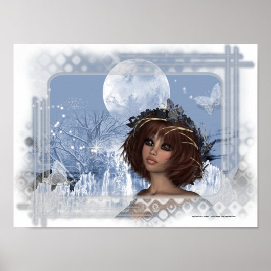 Winter Moon Fantasy Woman Poster Print (Voorkant)
