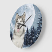 Winter Moon Husky Clock Grote Klok (Hoek)