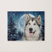 Winter Moon Husky Jigzaag Puzzle Legpuzzel (Horizontaal)