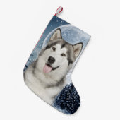 Winter Moon Husky Kerstmis Kleine Kerstsok (Voorkant (Hangend))