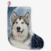 Winter Moon Husky Kerstmis Kleine Kerstsok (Voorkant)