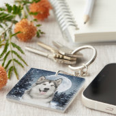 Winter Moon Husky Sleutelhanger (Voorkant Rechts)