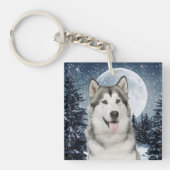 Winter Moon Husky Sleutelhanger (Voorkant)