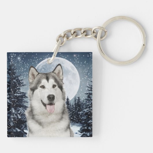 Winter Moon Husky Sleutelhanger (Achterkant)