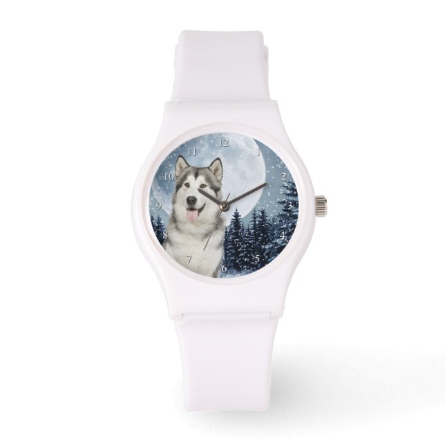 Winter Moon Husky Watch Horloge (Voorkant)
