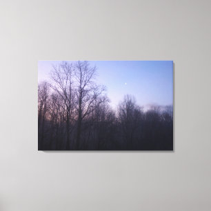 Winter Moon Morning Landscape Foto Canvas Afdruk