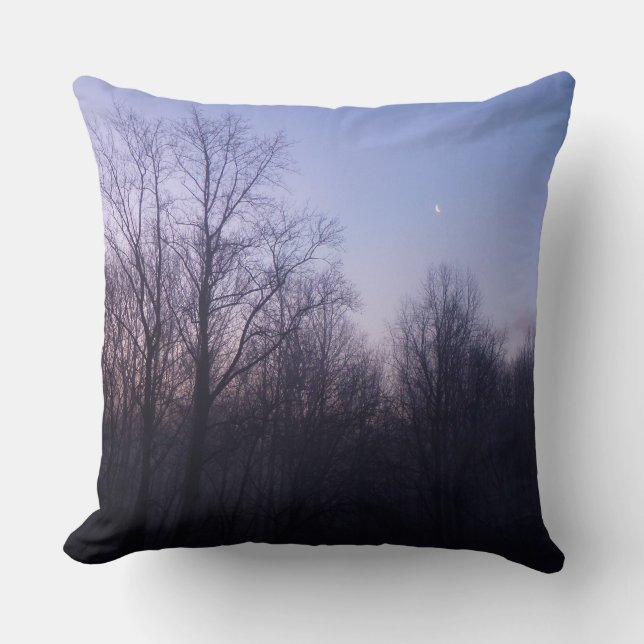 Winter Moon Morning Landscape Foto Kussen (Voorkant)