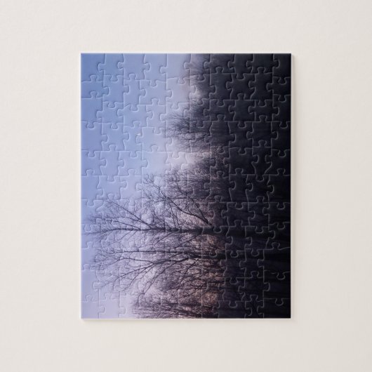 Winter Moon Morning Landscape Foto Legpuzzel (Verticaal)