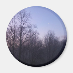 Winter Moon Morning Landscape Foto Magneet
