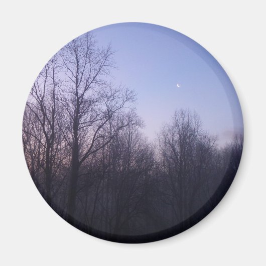Winter Moon Morning Landscape Foto Magneet (Voorkant)