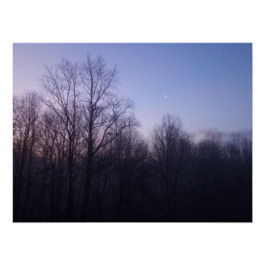 Winter Moon Morning Landscape Foto Poster (Voorkant)