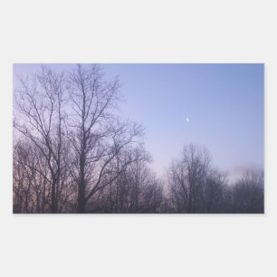 Winter Moon Morning Landscape Foto Rechthoekige Sticker