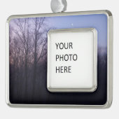Winter Moon Morning Landscape Foto Verzilverd Omlijst Ornament (Links)
