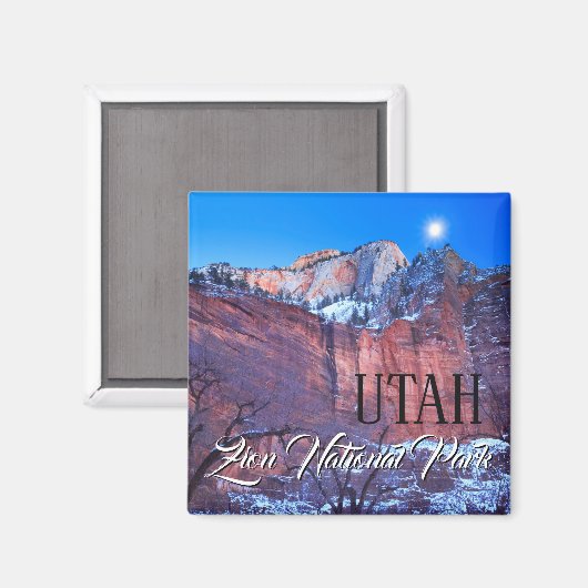 Winter Moon Zion Nationaal Park Utah Magneet (Voorkant / Achterkant)
