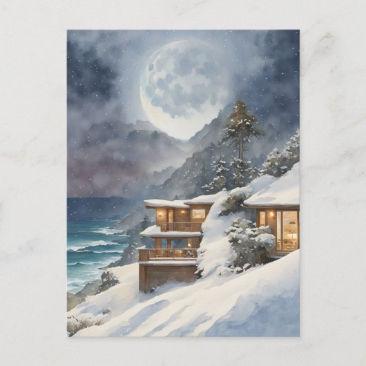 Winter Moonrise Big Sur Briefkaart (Voorkant)