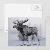 Winter Moose Briefkaart (Voorkant / Achterkant)