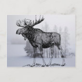 Winter Moose Briefkaart (Voorkant)