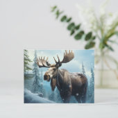 Winter Moose Feestdagenkaart (Staand voorkant)