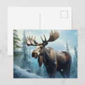Winter Moose Feestdagenkaart (Voorkant / Achterkant)