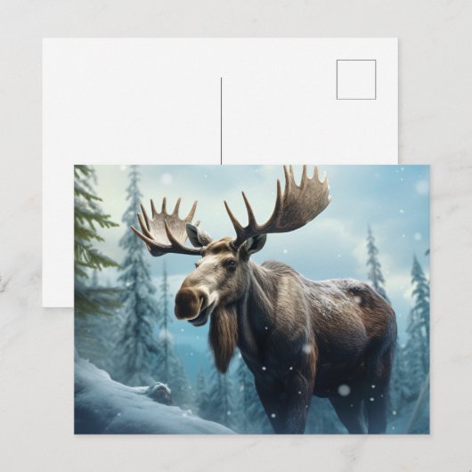 Winter Moose Feestdagenkaart (Voorkant / Achterkant)