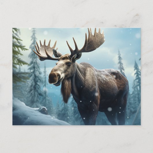 Winter Moose Feestdagenkaart (Voorkant)